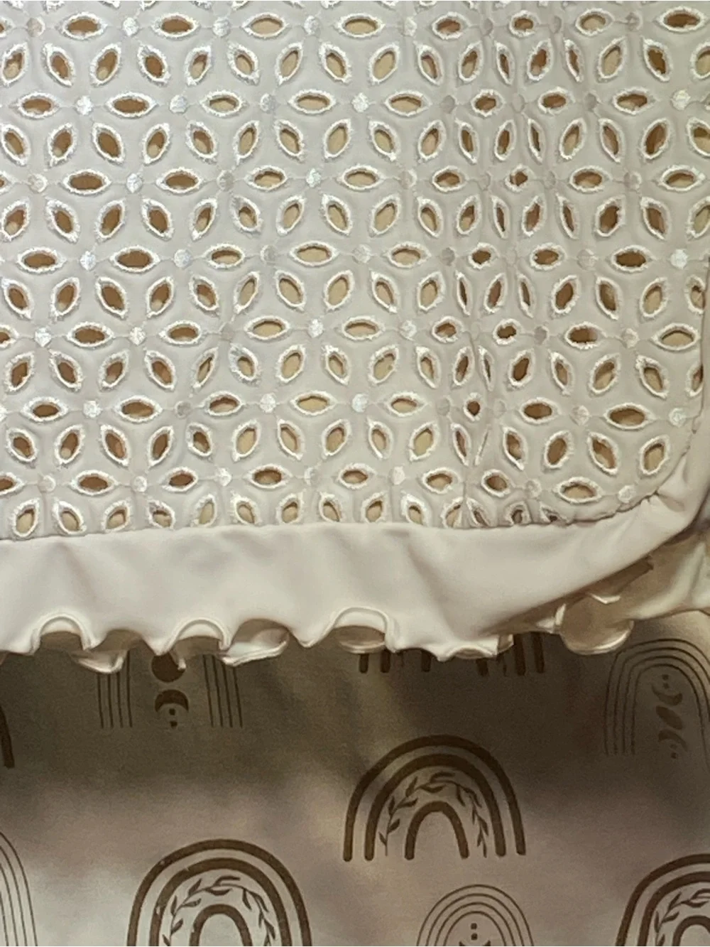 Women's Cream Eyelet Mini Skirt